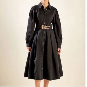 Cotton long sleeve black dress